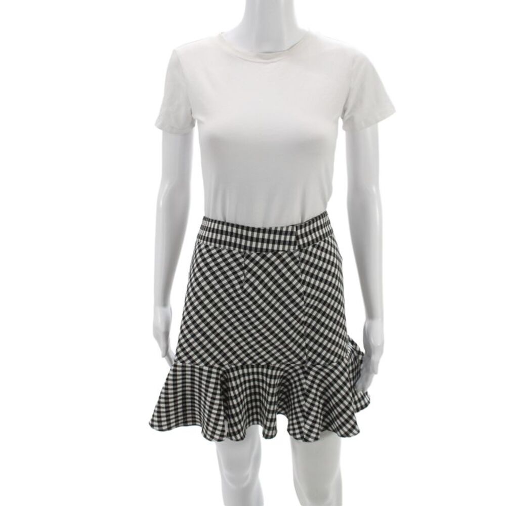 Veronica Beard Womens Flare Mini Skirt Black Check Knee Length Size 4